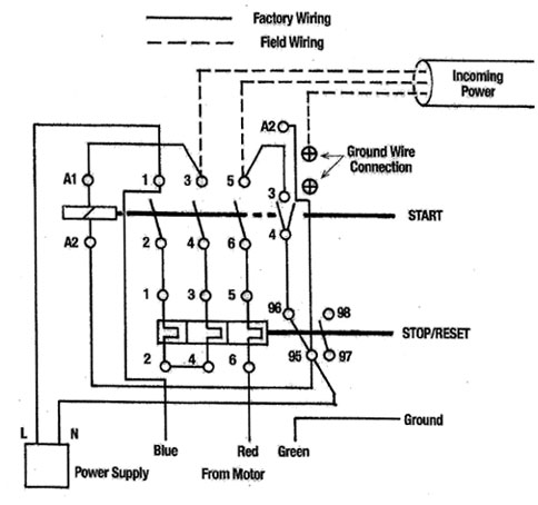 Typical 220 volts 1 phase Electrical Diagram
