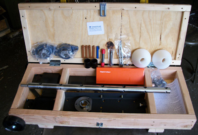 Q125-S portable Line Boring Machine includes equipment carrying case with dolly wheels (new!)