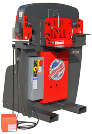 Edwards 55 ton Hydraulic Ironworker Machine with spare hydraulic powered cavity for optional tooling on right side