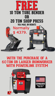 Buy a 60 ton Ironworker with powerlinkand get a free pipe bender or free hydraulic press