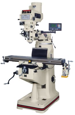 Photo of Jet JTM Milling Machine with optional Digital Readout and Power Feed on X axis of Table