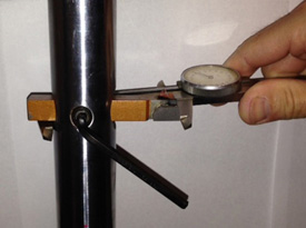 Photo shows how you can adjust your boring cutter height with a dial caliper